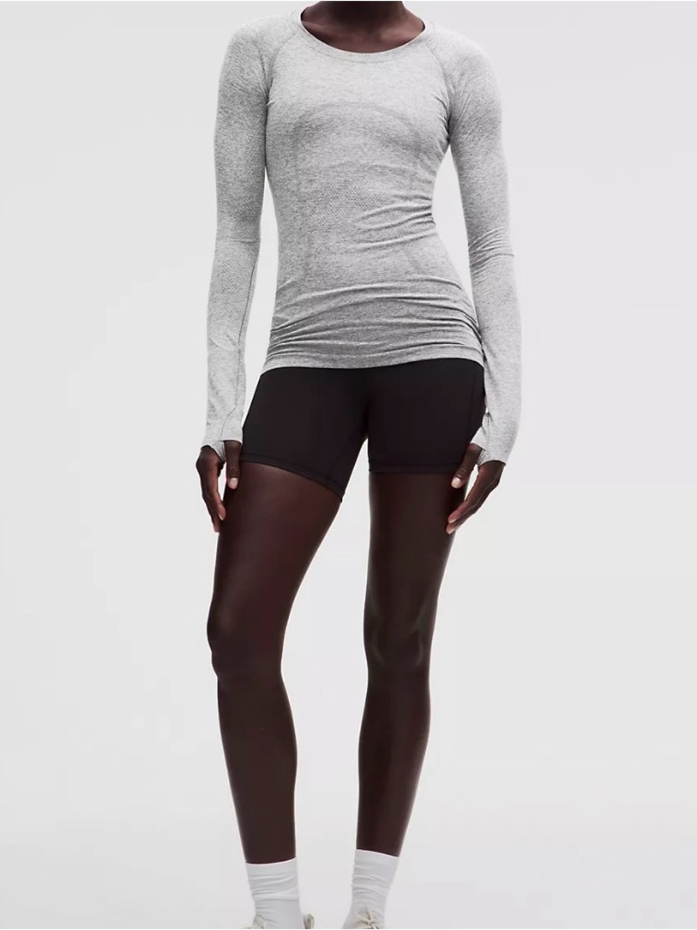 lululemon athletica Light Gray Long Sleeve Crew Top